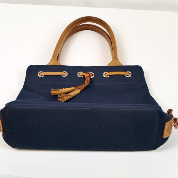 Dooney & Bourke Blue Canvas and Brown Leather Shoulder / Hand Bag - Picture 10 of 10